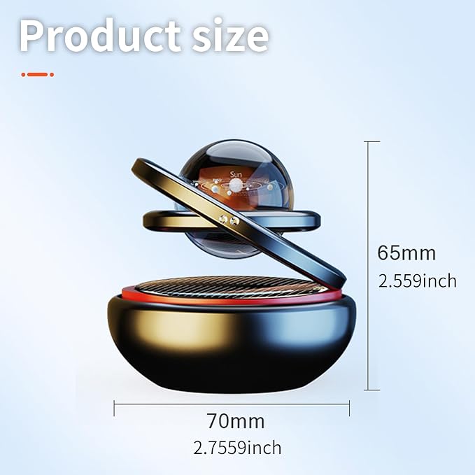 Kwak’s Solar-Powered Rotating Car Aromatherapy Auto-Spinning Ornament with Refillable Scent Pad, Subtle Ocean Fragrance, Ideal Gift for Men Women Dad Husband for Dashboard (Black)