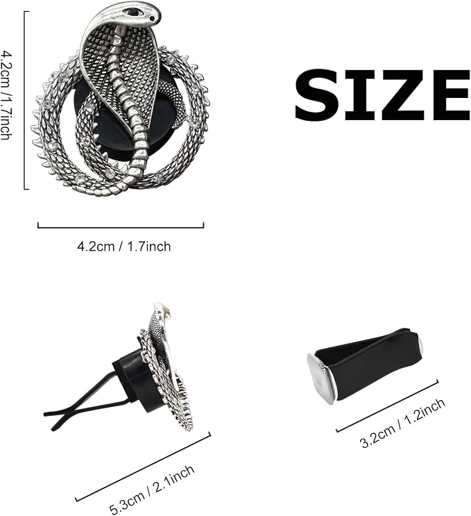ORIESSE Snake Car Accessories,1pc Cobra Air Vent Clips Car Air Freshener, Silver Snake Badges Decals Dashboard Decor,Rhinestone Vehicle Decorations for Jeep Truck