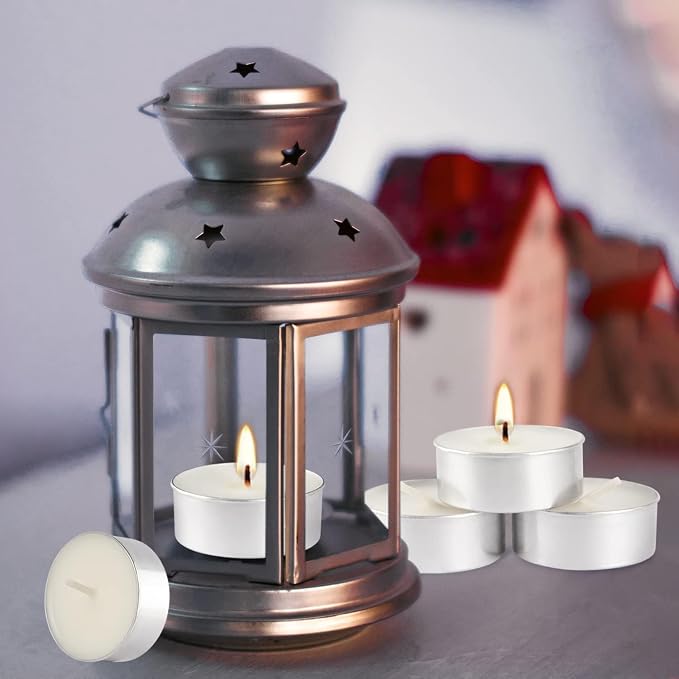 100 Pack Unscented Tealight Candles, 4 Hour Burn Time, Smokeless & Dripless White Tea Lights in Aluminum Cups, Standard Size Votive Candles for Wedding, Christmas, Halloween, Party, Décor & Emerge