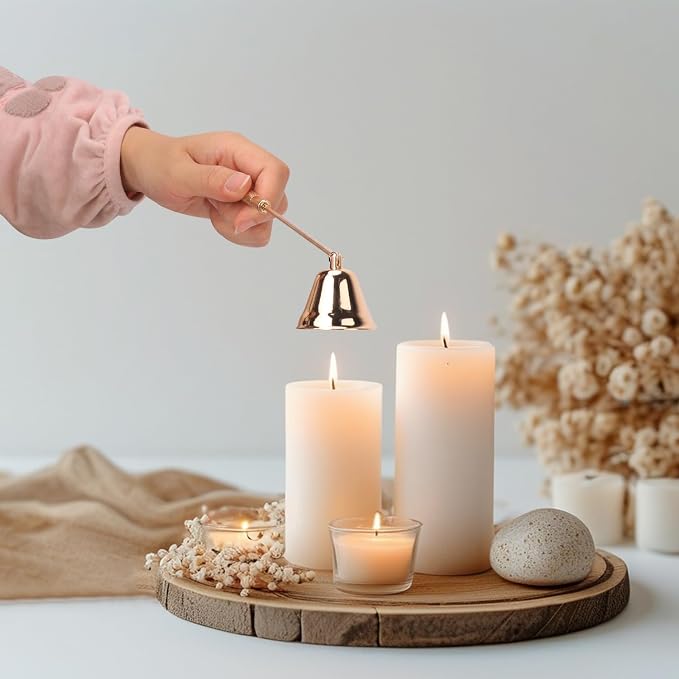6 Pack Golden Candle Snuffer Vintage, Premium Stainless Steel Wick Flame Extinguisher, 8.3 Inch Wick snuffer with Long Handle, Elegant Design for Candles, Candle Accessory for Candle Lovers