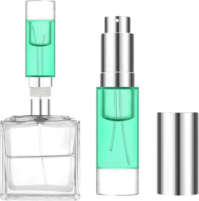 MUB Perfume Travel Refillable Atomizer Bottle 5ml Glass Overmolding Unique Top-Filling Leak-Proof Spray Bottle Atomizer Sprayer for Perfume Cologne Mini Travel Size Empty Pocket Portable - green