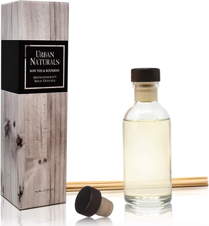 Urban Naturals Bowties & Bourbon Reed Diffuser Gift Set | Dark Oak, Bergamot & Bourbon | Made in the USA