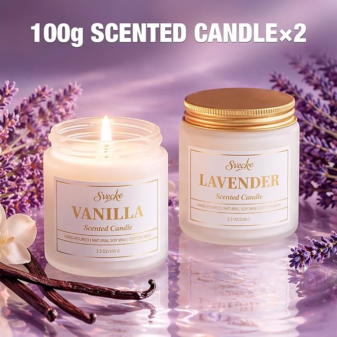Home Scented Candles Set, 7 oz 2 Pack Soy Wax Candles, Aromatherapy Candle Gift for Women and Men, Decorative Candles for Bedroom Living Room