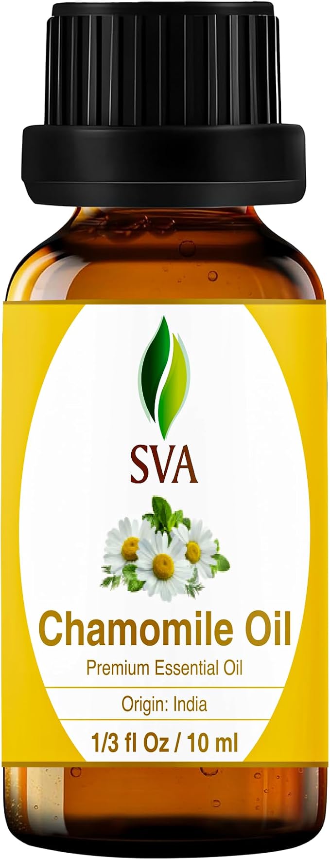 SVA Chamomile Essential Oil – 1/3 Fl Oz – 100% Natural Chamomile Oil - for Diffuser, Hair Care, Face, Skin Care, Aromatherapy, Scalp and Body Massage, Soap and Candle Making