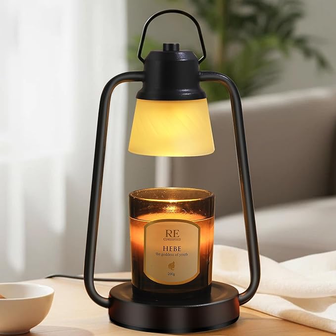 Candle Warmer Lamp, Candle Lamp Warmer with Dimmer, Electric Candle Warmer for Jar Candles Lamp Warmer Bedroom Home Decor, 2H/4H/8H Timer with 2 * 50 Bulbs