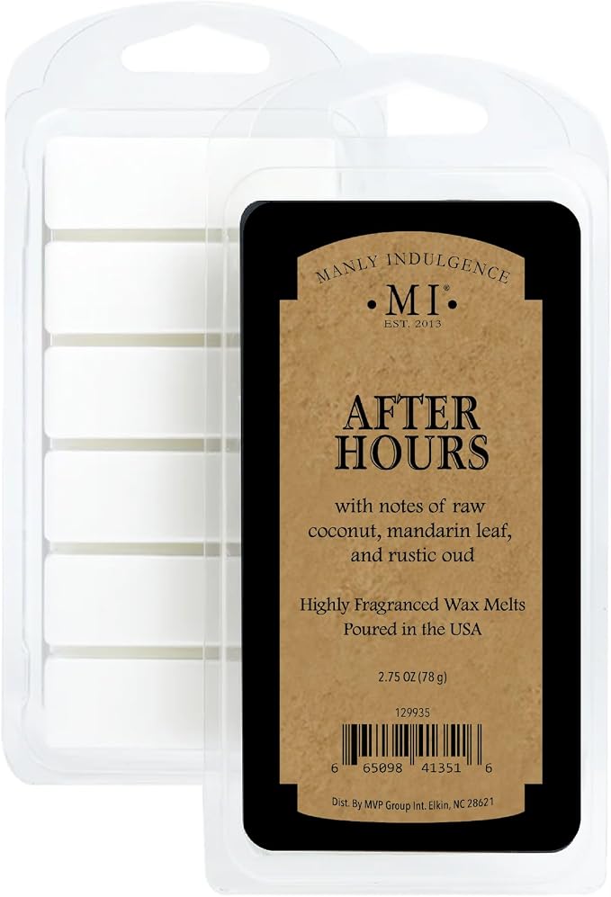 Manly Indulgence After Hours Scented Wax Melts, Wax Melt Warmer Cubes, Long Lasting Scented Wax Warmer Cubes, 4 Pack, 6 Cubes Each - Made in The USA