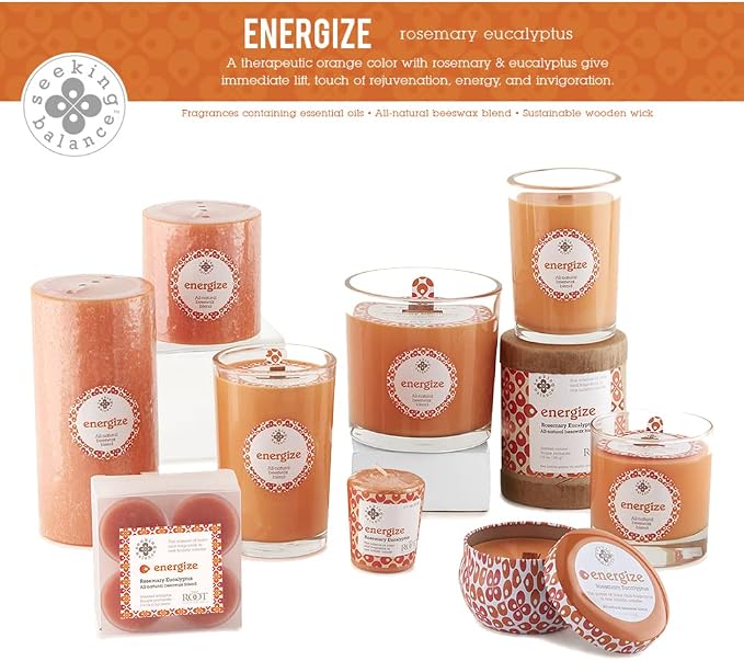 Root Candles Seeking Balance Wood Wick Spa Candle Aromatherapy Candles, 12-Ounce, Energize: Rosemary Eucalyptus