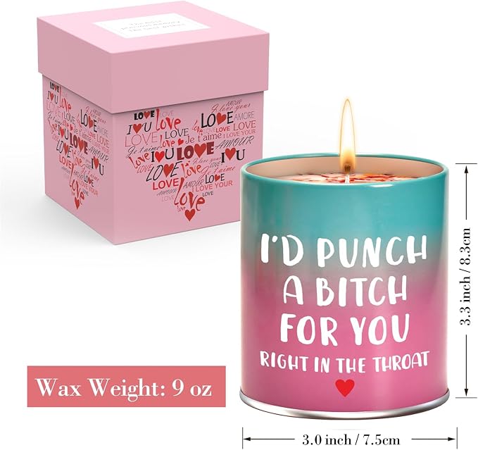 Scented Candle Birthday Gifts for Women - Valentines Galentines Day Gifts for Her Girlfriend Mothers Day Christmas Stocking Stuffers for Sister Friendship Funny ldeas White Elephant
