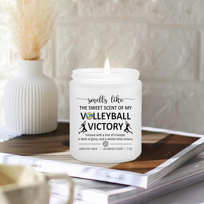Volleyball Gifts for Teen Girls, Women - Volleyball Gifts for Players, Team, Coach, Mom - Volley Ball Senior Night Themed Presents, Accessories and Stuff - Lavender Scented Candle
