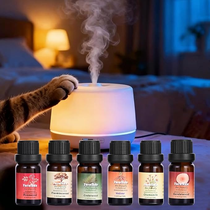 Pet Friendly Aromatherapy Essential Oils Collection,Safe for Dogs and Cats,Natural Relaxation and Stress Relief,Suitable for Aromatherapy Diffuser Bottles,Incense Sticks, and Candles Making (6, small)