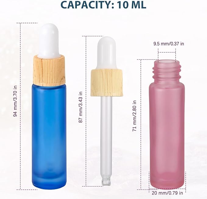 Ellbest 10ml Essential Oil Dropper Glass Bottle 10pcs Colorful Glass Vilas with Eye Dropper, Reusable Sample Container for Travel, Perfume (Multi-color)