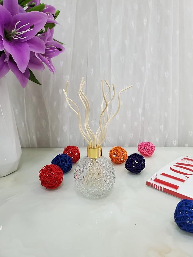 11 inchs Wavy Rattan Reed Diffuser Sticks 50PCS Natural Rattan Fragrance Aromatherapy Volatile Replacement RefillEssential Oil Aroma Diffuser Replacements Sticks for own Space (50PCS, Wood Color)