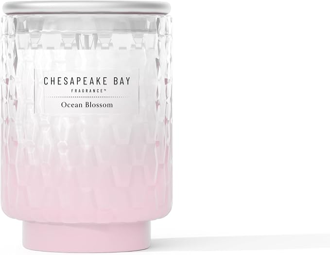 Chesapeake Bay, 8oz Ocean Blossom Scented Candle, Mood Evoking Fragrance, Textured Sea Glass-Inspired Jar, Premium Soy Blend Wax with Essential Oils, Coastal Fragrance for Home Décor or Gifting