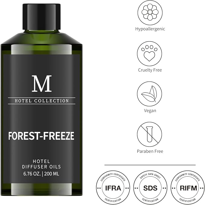 Hotel Collection Diffuser Oil- 6.76 Fl Oz/200ML-Forest-Freeze,Luxury Essential Oils for Diffuser Refill & Machines,Bigger Bottle, Bolder Aroma, Longer Lasting