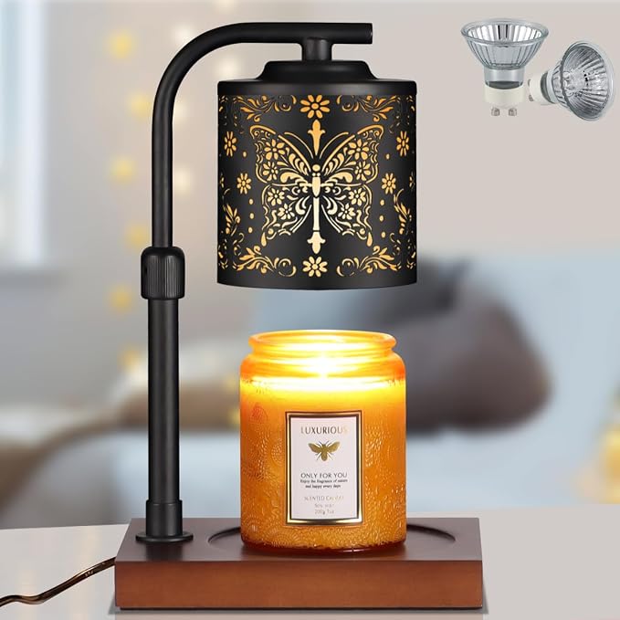 mocosa Candle Warmer Lamp with Adjustable Height Dimmable for New Home Decor Electric Candle Warmer for Jar Candles Birthday Gifts for Women Mom(Crucifix Butterfly)