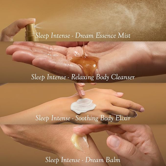 Spa Ceylon Ayurveda Sleep Intense Discovery Set – 4-Piece Natural Calming Gift Set with Neroli, Lavender & Ylang Ylang – Body Cleanser, Body Elixir, Dream Mist & Dream Balm