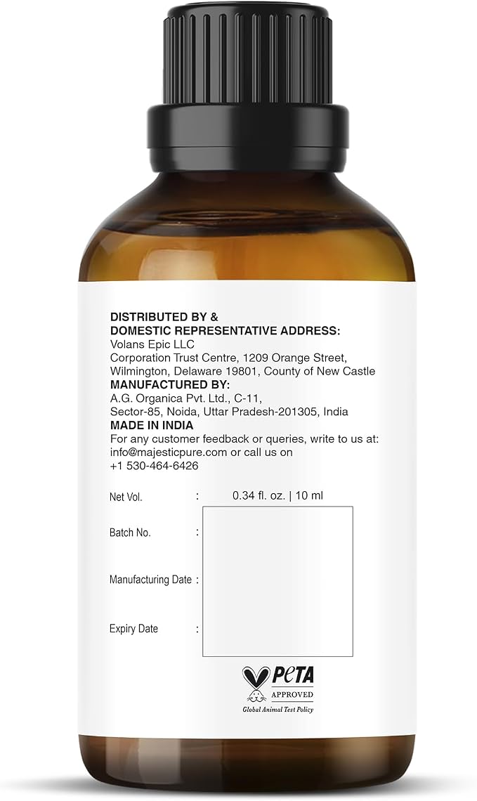 Majestic Pure Essential Oil with Glass Dropper - 100% Pure and Natural - Essential Oils for Diffuser, Aromatherapy, Soap and Candle Making, Vanilla Essential Oil, Vanilla Oil, 0.3 Fl Oz