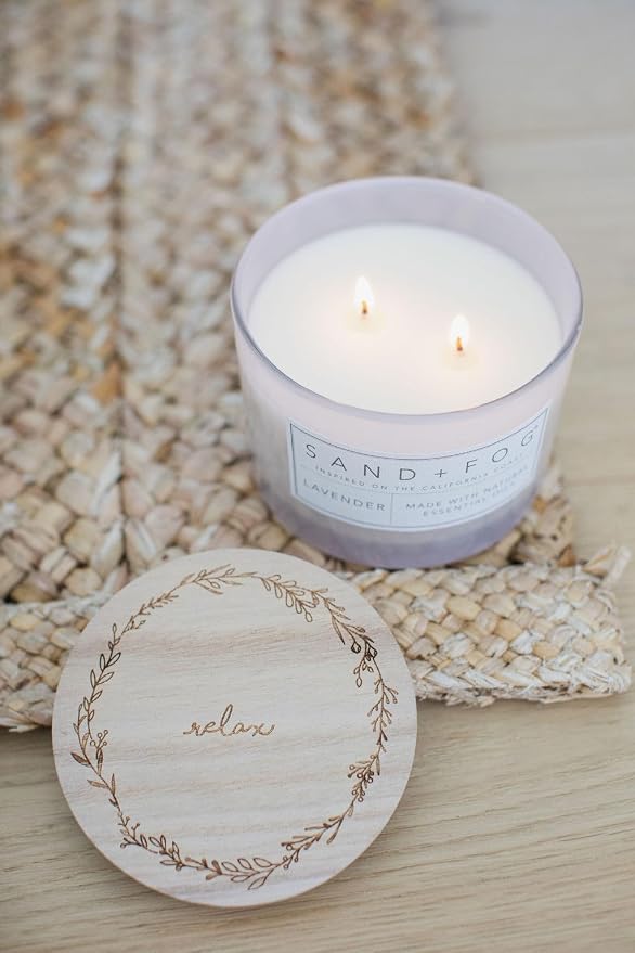 Sand + Fog Scented Candle - Lavender – Additional Scents and Sizes – 100% Cotton Lead-Free Wick - Luxury Air Freshening Jar Candles - Perfect Home Decor – 12oz…