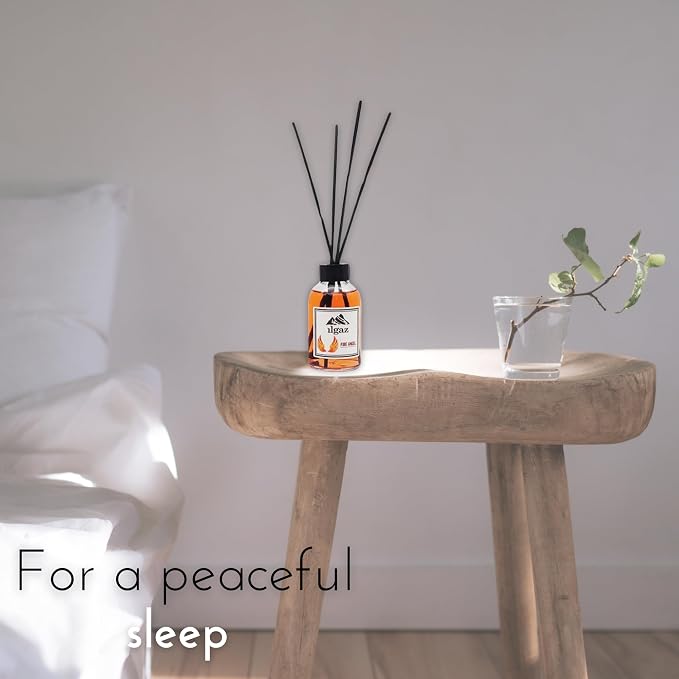 Bamboo Reed Diffuser Set - Long-Lasting Room Fragrance with Essential Oils - Aromatherapy Home Scent for Bedroom, Living Room, and Office - Elegant Decorative Design (Fire Angel)