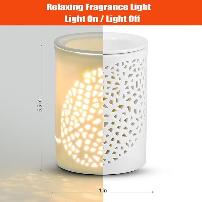 Ceramic Wax Melt Warmer, 3-in-1 Heater Removable Tray, Home Fragrance Wax Burner- Bedroom Living Room Decor, Spa, Ideal Gift for Valentines Mother's Day, Freeleaf