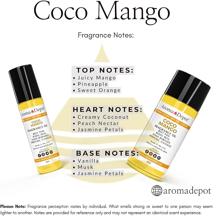 1 oz/Coco Mango Unisex Perfume/Body Oil Our Interpretation, Premium Quality Uncut Fragrance Oil Soap, Candle Making & Incense