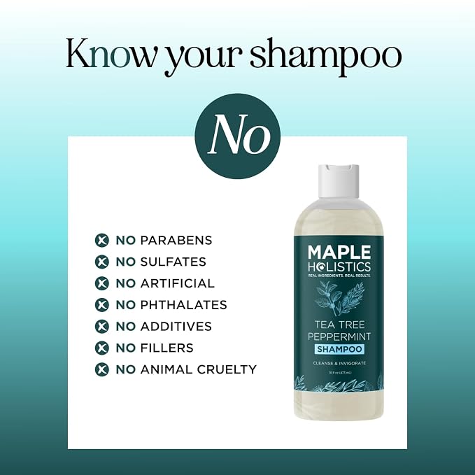 Rosemary Tea Tree Mint Shampoo - Clarifying Shampoo for Build Up and Flakes with Deep Cleansing Peppermint Oil and Tea Tree Essential Oil for Dry Scalp Treatment - Paraben & Sulfate Free (16oz)