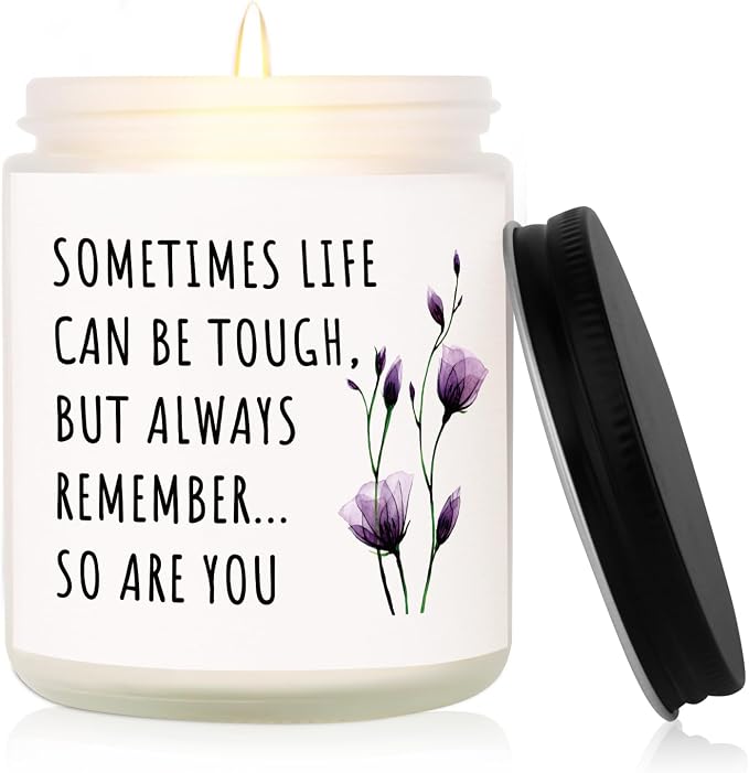 Shqiueos Get Well Gifts for Women, Inspirational Candle 7oz, Cancer Care Gifts for Women, Sympathy Gift, Cheer up, Comfort, Surgery Recover, Encouragement Lavender Scented Handmade Candle