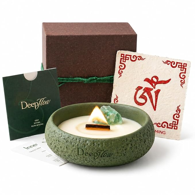 DEEP FLOW Emotional Healing Candle, Green Fluorite・Heart Chakra Harmony Candle (Love Flow)