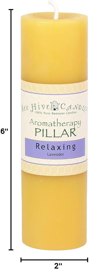 Bee Hive Candles 100% Pure Beeswax Aromatherapy Pillar Candle (2" x 6", Relaxing)