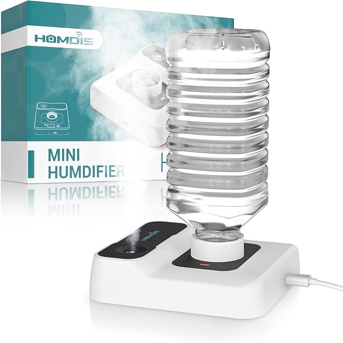 Portable Humidifier - Small Air Humidifiers for Bedroom, Plants, Office, Travel - Cool Mist Humidifiers, Color-Changing Accent Light, 2 Mist Settings, Ivory