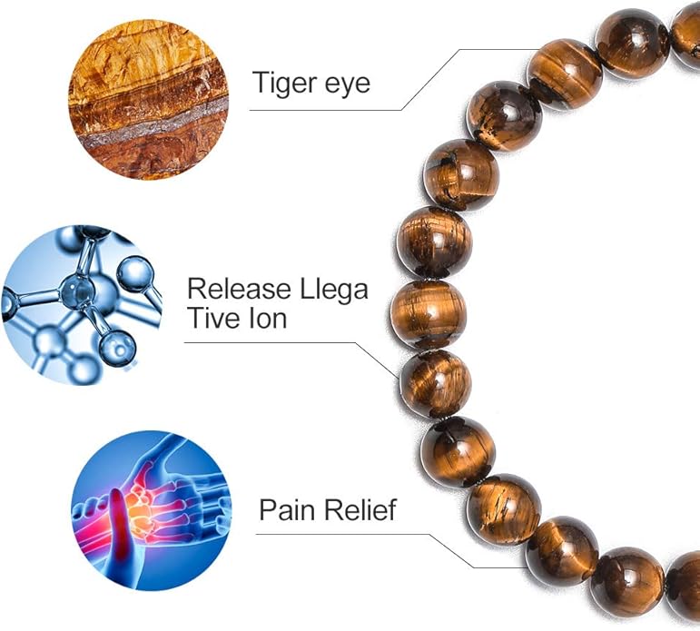 M MOOHAM Mens Bracelet - Beaded Natural Stone 8mm Tiger Eye Matte Agate Lava Rock Bracelets for Men Teen Boys Grandpa Dad Birthday Gifts Jewelry