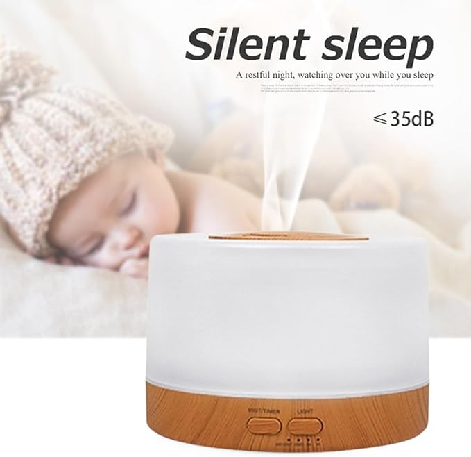 Generic Diffusers 500ml Essential Oil Diffuser with Adjustable Mist Mode, 2024 New Auto Off Aroma Diffuser 7-Colors lignts for Bedroom, Office, Khaki