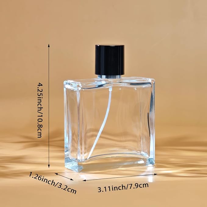 100ml/3.4 Oz Glass Spray Bottle Perfume Atomizer,Empty Refillable Perfume Spray Bottle with 3 Kinds of Dispenser (A4)