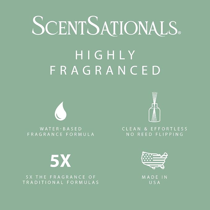 ScentSationals Water-Based Reed Diffuser - Eucalyptus & Sea Salt - 5 FL OZ Aromatherapy Reed Diffuser