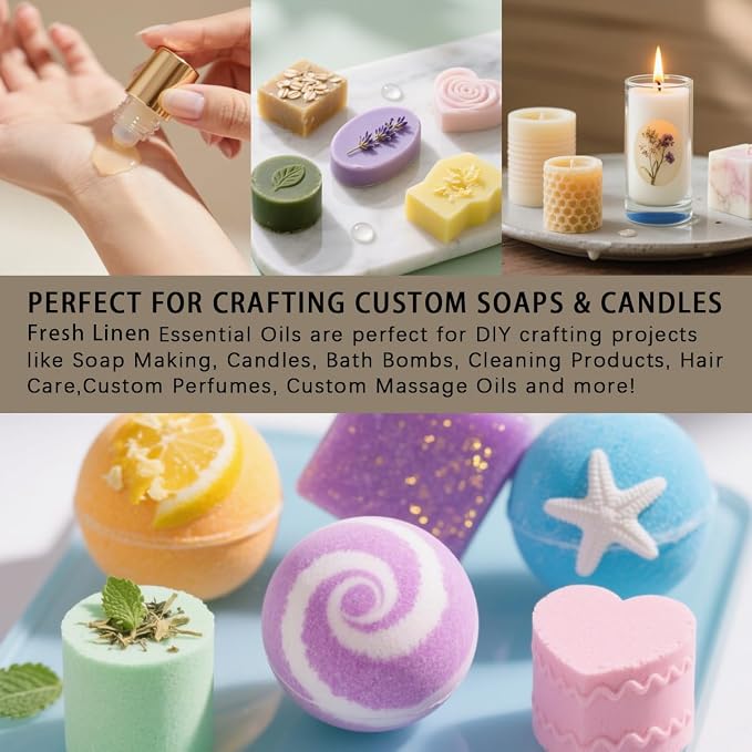 Fresh Linen Essential Oil 4 Fl Oz 120ML for Diffuser Humidifier Yoga Cleaning DIY Candle Soap Making Perfume Gift for Women FRAOIL (Fresh Linen 4 Fl Oz (Pack of 1))