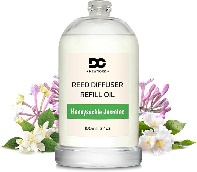 Daniella's Candles Honeysuckle Jasmine Reed Diffuser Refill Oil, 3.4oz/100ml, Premium Fragrance Oil, Home Fragrance, Oil for Reed Diffusers, Long Lasting