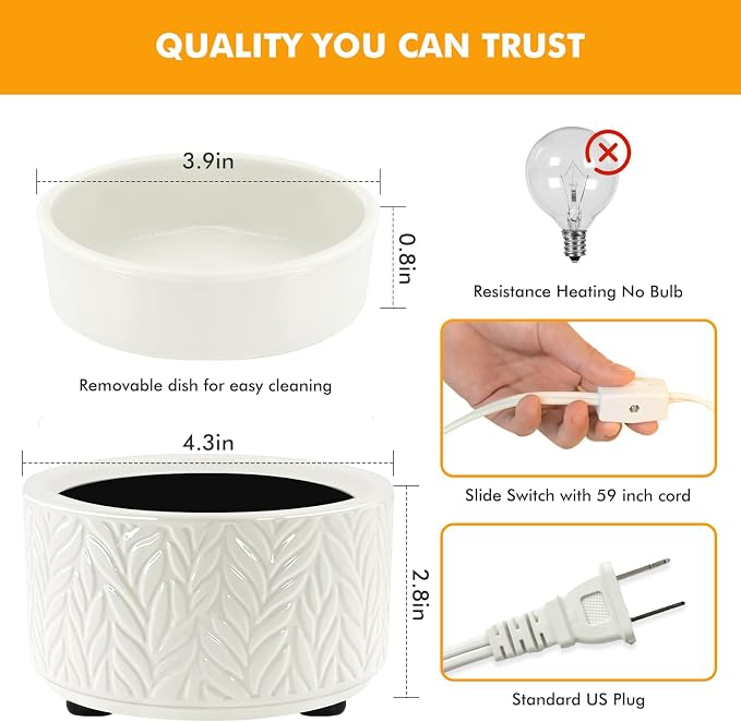 EQUSUPRO Wax Melt Warmer for Scented Wax Melts- Electric 4 in-1 Ceramic Candle Wax Warmer Burner Fragrance Wax Melter for Home Office Bedroom Living Room Decor & Gifts for Women