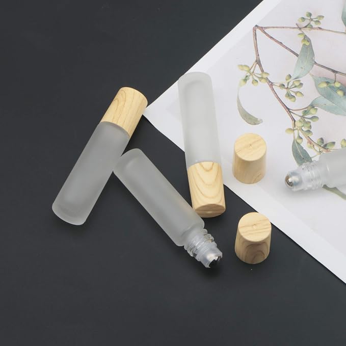 Kesell 10ml(1/3oz) Roll On Bottles,10 Pack Essential Oil Glass Roller Bottles Refillable Perfume Cosmetic Sample Vials With Stainless Steel Roller Ball and Plastic Lid