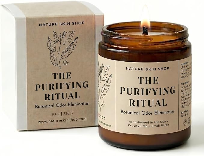 Nature Skin Shop The Purifying Ritual Botanical Odor Eliminator Soy Candle Smoke Neutralizer Vegan Home Fragrance 8 oz