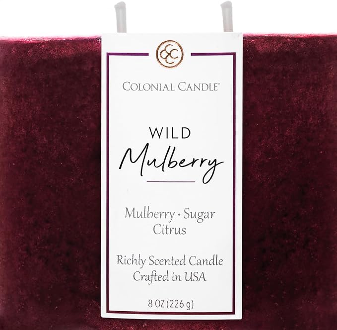 Colonial Candle Wild Mulberry Scented Candle Jar, Highly Fragranced Candles for Home Scented, Mottled Wax Candle, 2 Wick, 8 oz - Made in the USA