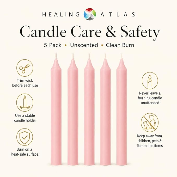 Taper Candles 5 Pack 6 in. Spell, Wicca, Santeria, Energized Candles (Pink)
