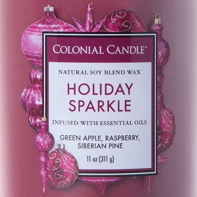 Colonial Candle Holiday Sparkle Scented Jar Candle, Classic Cylinders Collection, 2 Wick, Purple, 11 oz - Up to 80 Hours Burn (Pack of 2)