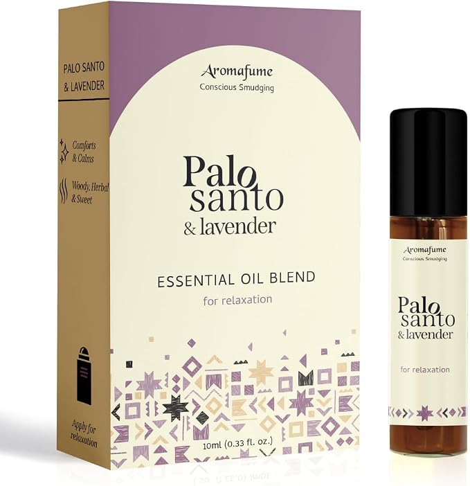 Palo Santo & Lavender Essential Oil Roll-On by Aromafume | 1 x 10ml / 0.33 fl oz | Aromatherapy Oils | Natural Roll On Perfume | Spiritual Meditation Accessories