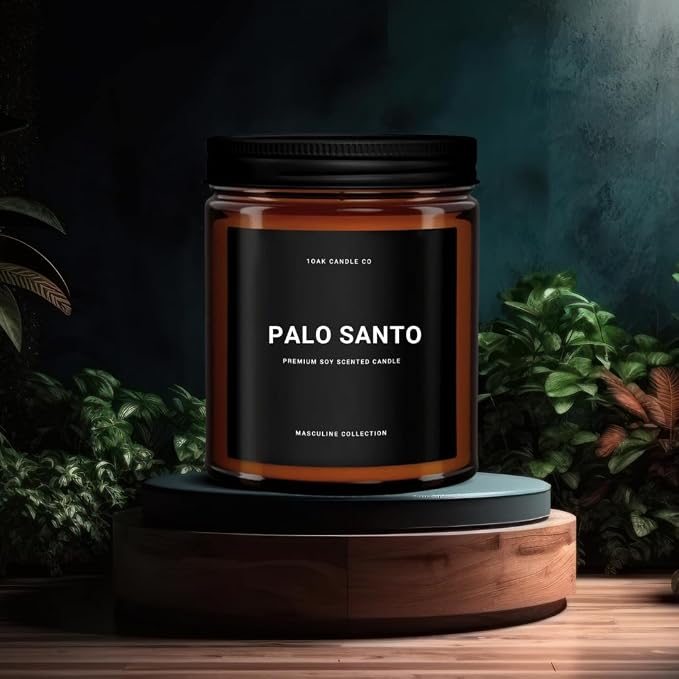 1OAK Palo Santo Candle - Mens Candles for Home - Masculine Candle - Scented Candles for Men - Long Burning Premium - Soy Wax (7oz.)