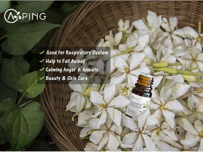 Gardenia Essential Oil - 100% Pure Organic Natural Plant (Gardenia jasminoides) Gardenia Oil for Diffuser, Aroma, Spa, Massage, Yoga, Perfume, 0.33oz