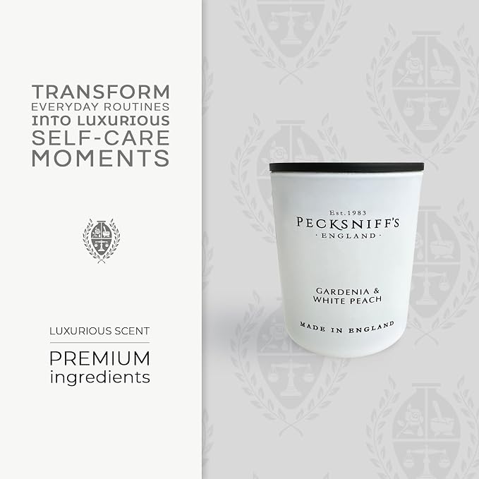 Pecksniff's Gardenia & White Peach Luxury Scented Candle | 1 Wick, 100 g/3.5 oz
