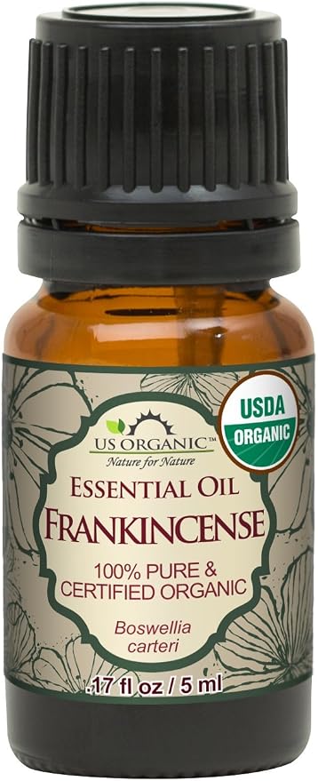 US Organic 100% Pure Frankincense (Boswellia Carteri) Essential Oil - Sourced from The Horn of Africa, USDA Certified Organic, Use Topically or in Diffuser, Perfect for Yoga or Meditation (5 ml)