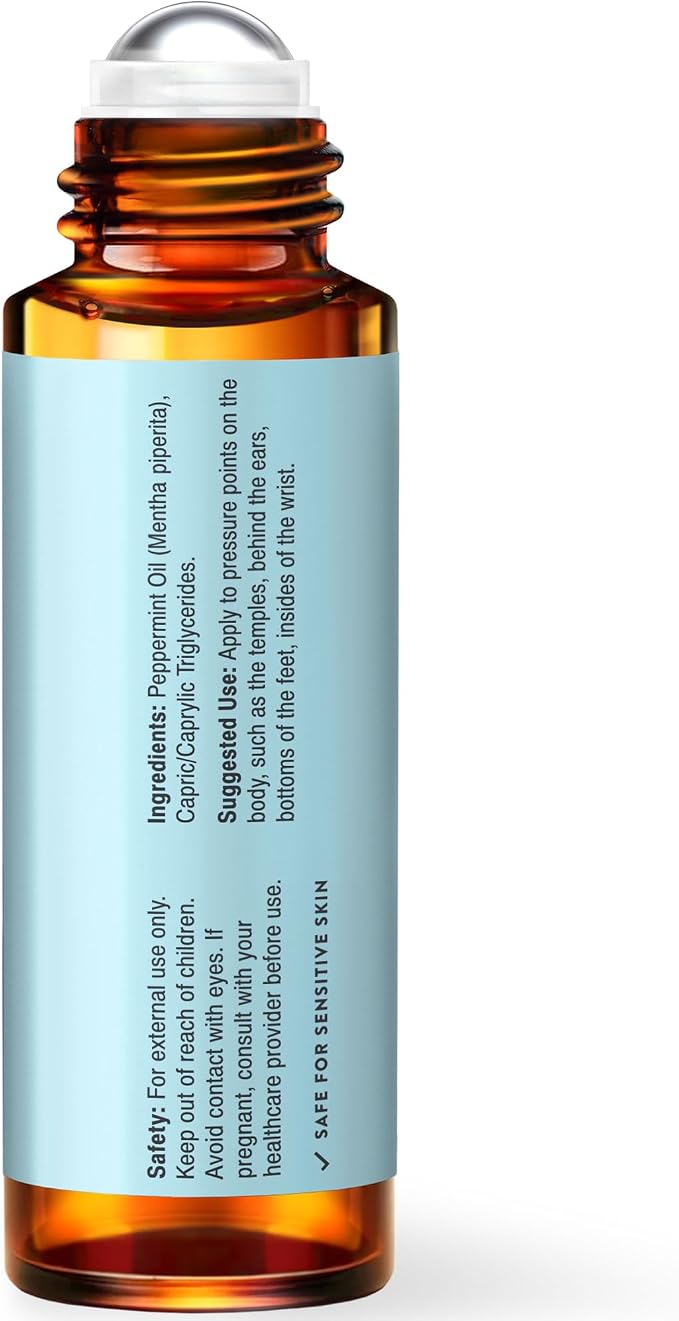 UpNature Peppermint Oil Roll On – 100% Natural Nausea & Morning Sickness Relief for Pregnant Women – Peppermint Essential Oil Pregnancy Must Haves Rollerball