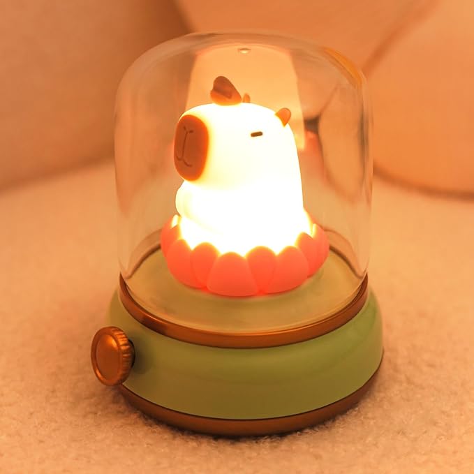 WANIDEA Lucky Capybara Night Light, Cute Lamp and Cozy Lighting,Rotate to Adjust Brightness,Rechargeable Night Light for Kids,Capybara Gift,Cute Stuff Gifts for Children,Lucky Capybara Bring Good Luck