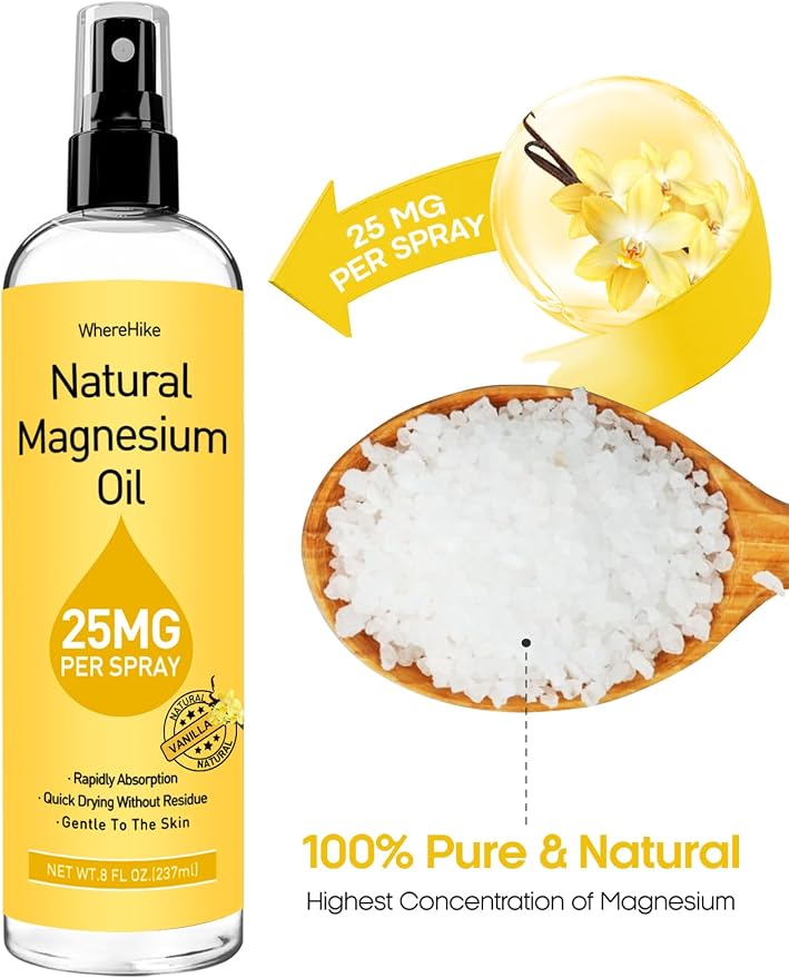 Stilip Magnesium Spray, Pure Magnesium Oil Spray for Feet,Ideal Gift for Muscle Relaxation&Better Sleep,Rapid Absorption,Quick Drying Without Residue-Vanilla